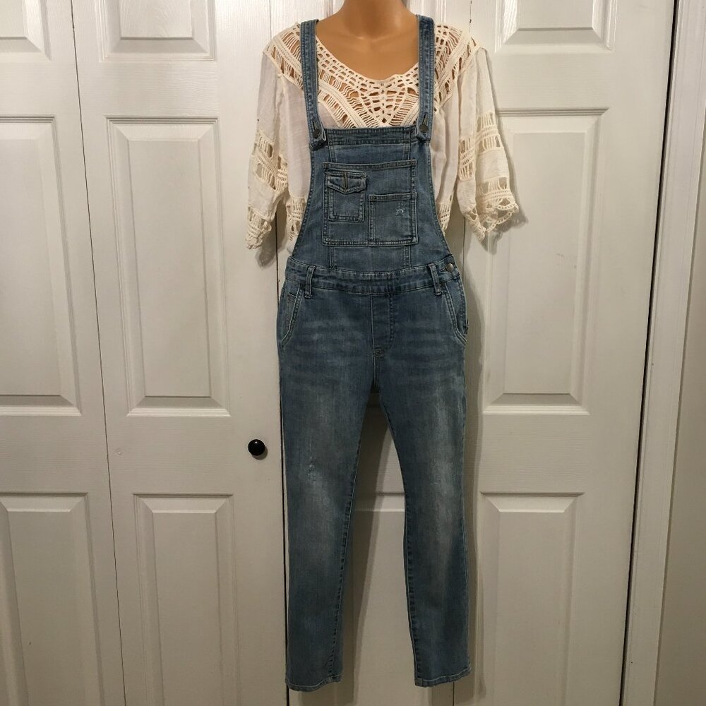 Free People Light Washed Denim Bibs Sz 26